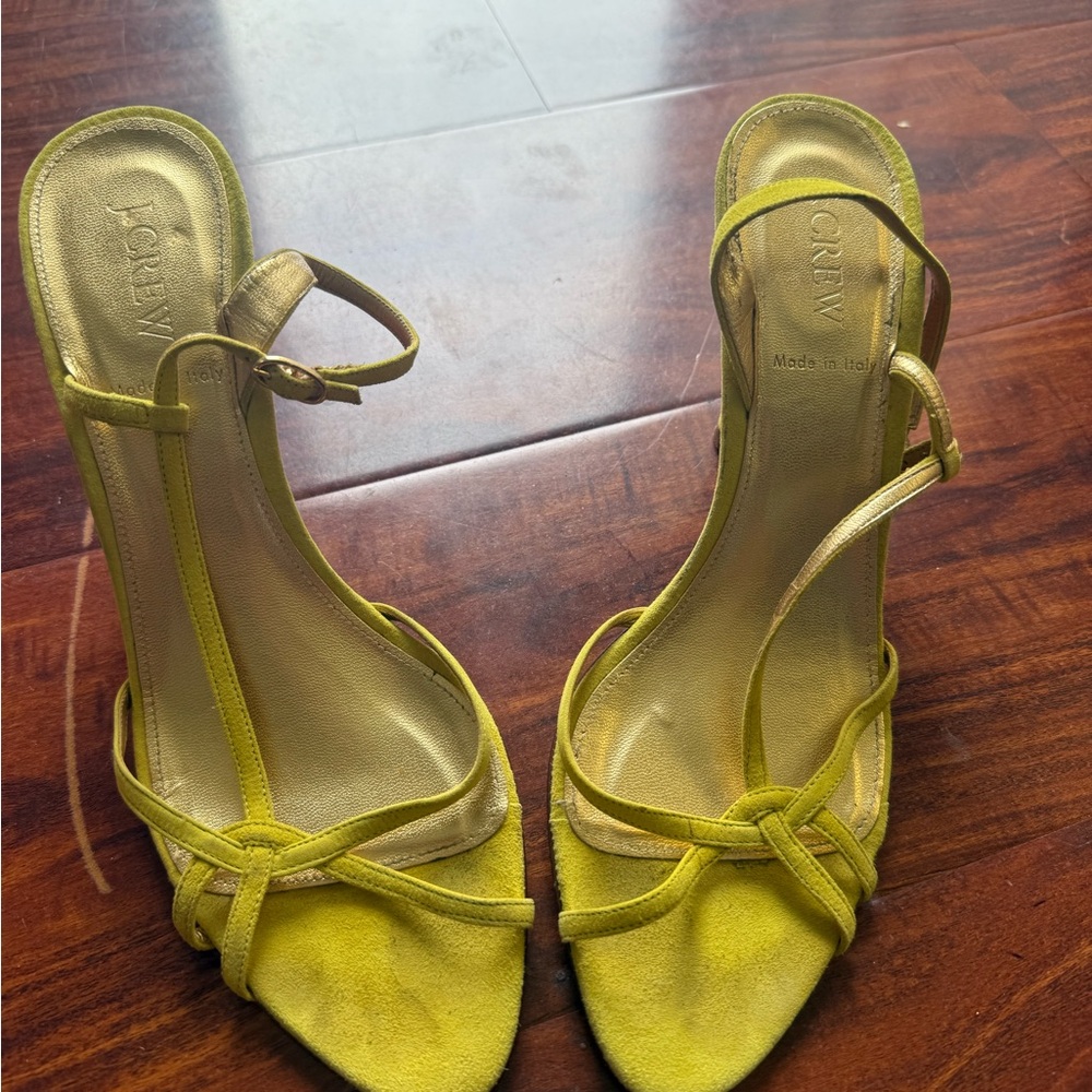 J. Crew Yellow Heels with Strappy Design